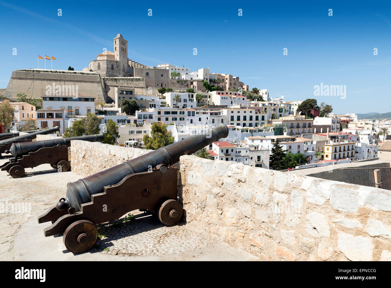 Cathedral and old town. Ibiza, Balearic Islands. Spain Stock Photo