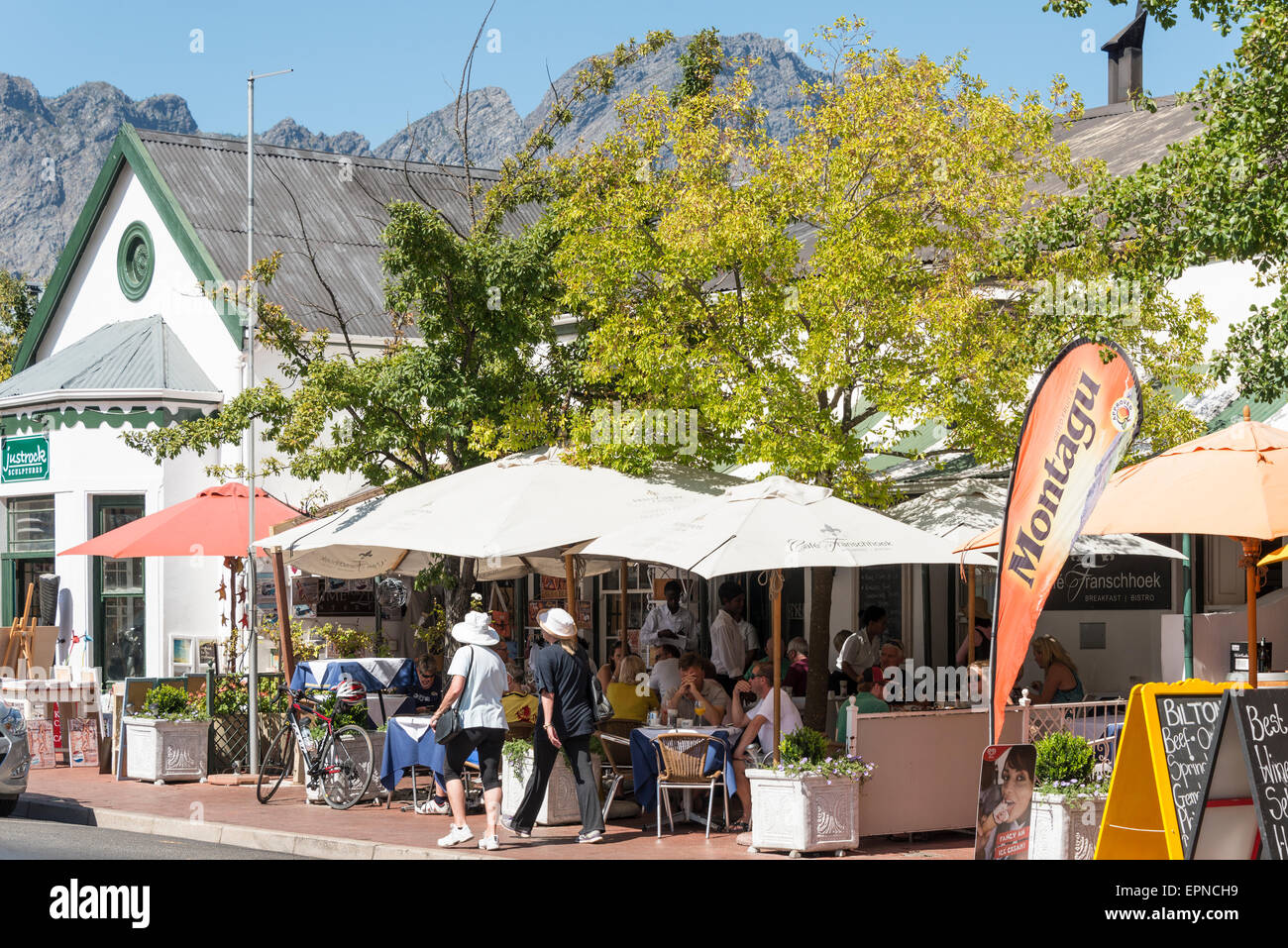 Cafe Franschhoek Bistro, Huguenot Road, Franschhoek, Cape Winelands District, Western Cape Province, Republic of South Africa Stock Photo