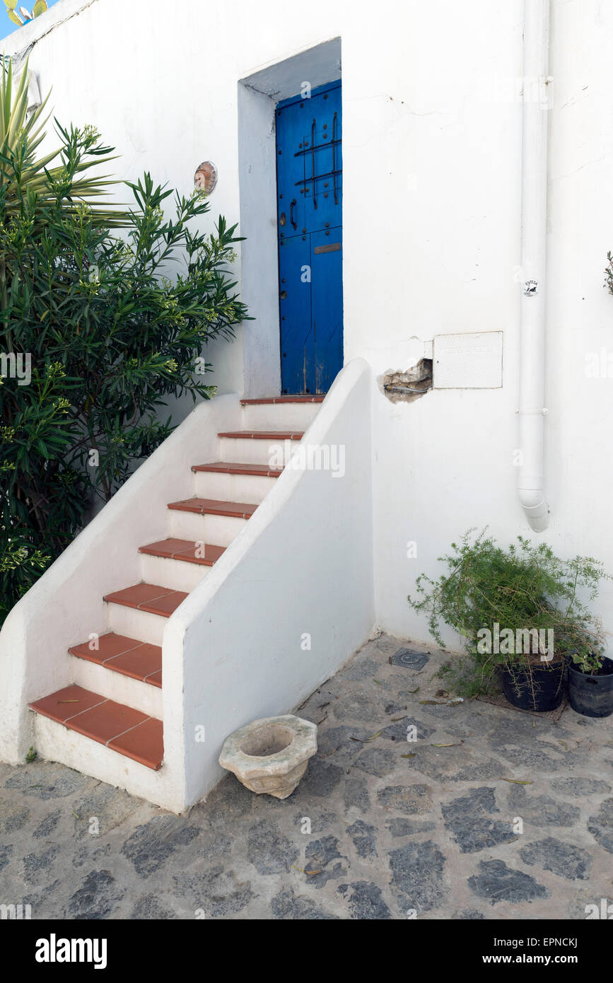 Stairs of entry to a typical house of the city of Ibiza Stock Photo