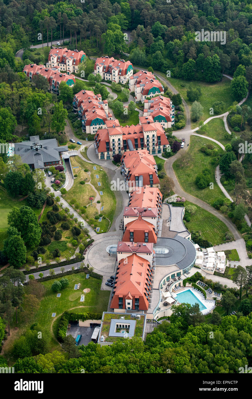 An aerial view shows the A-ROSA resort in Bad Saarow, Germany, 19 May 2015.  Germany has applied for the Ryder Cup 2022 with a golf course in the  Brandenburg countryside. The Bad