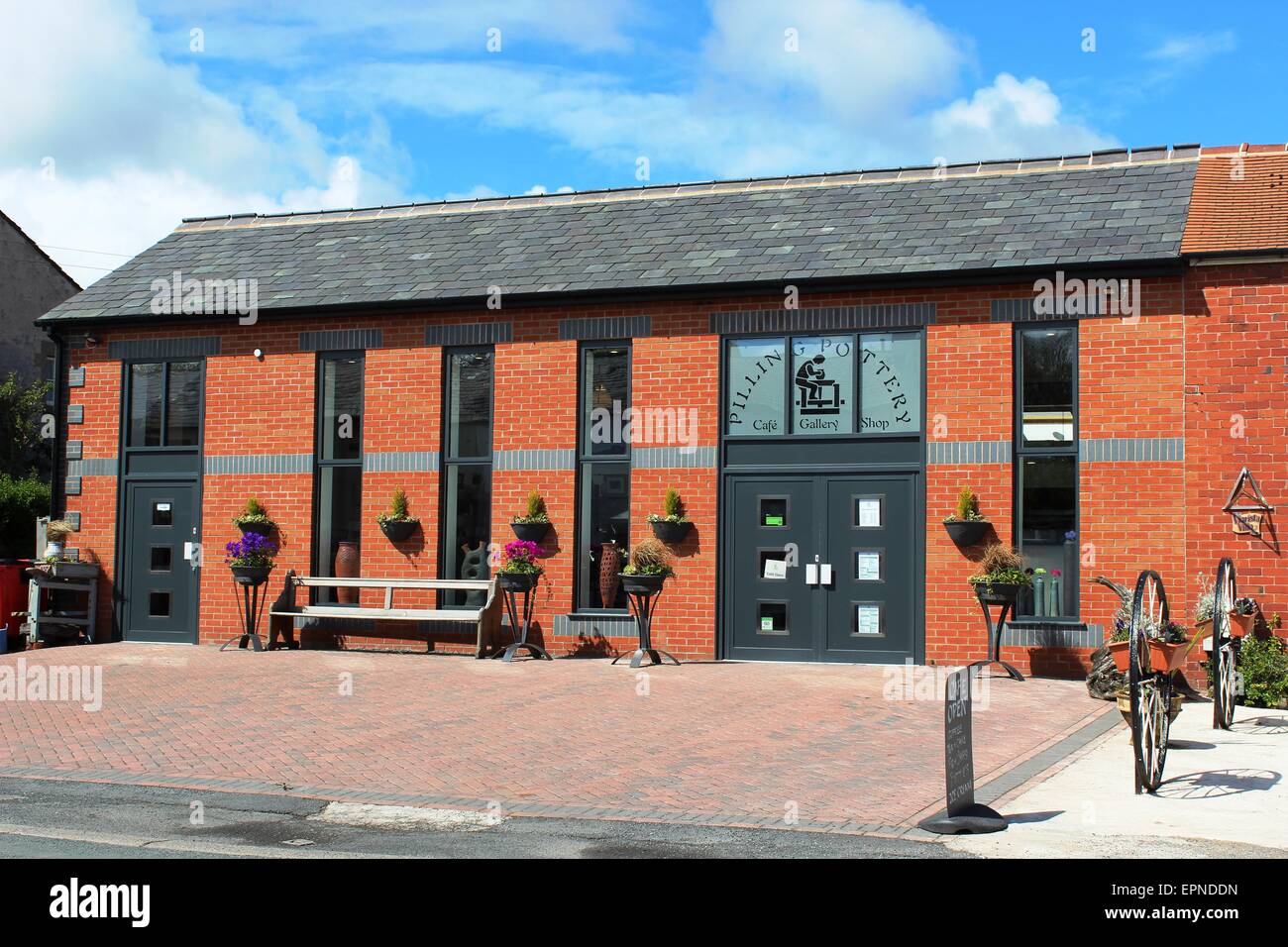 Exterior of the new Pilling Pottery Cafe, Gallery and Shop opened in 2014 in the village of Pilling, Lancashire, England. Stock Photo