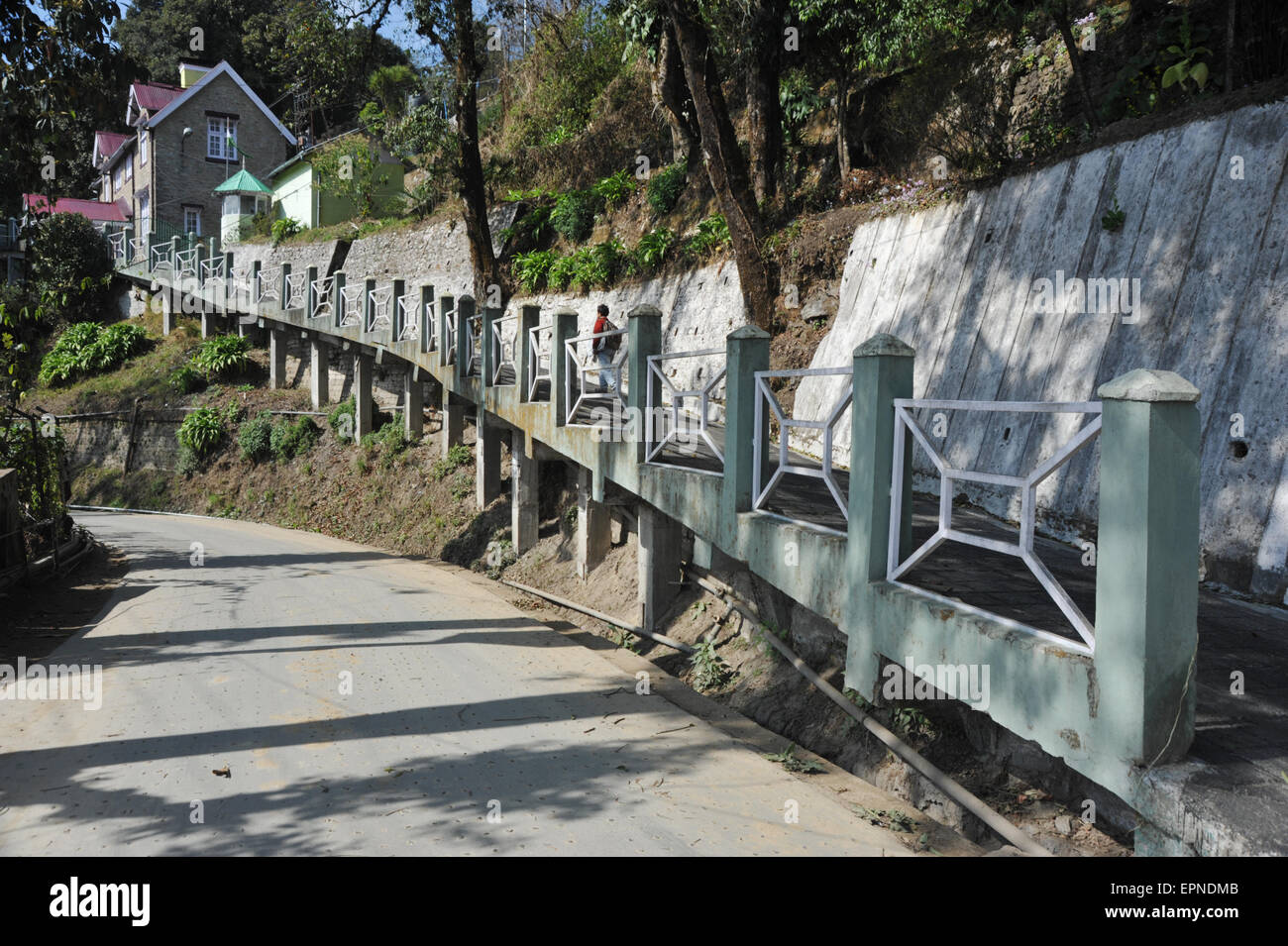 Walkway to an Anglo English house in Darjeeling. Stock Photo