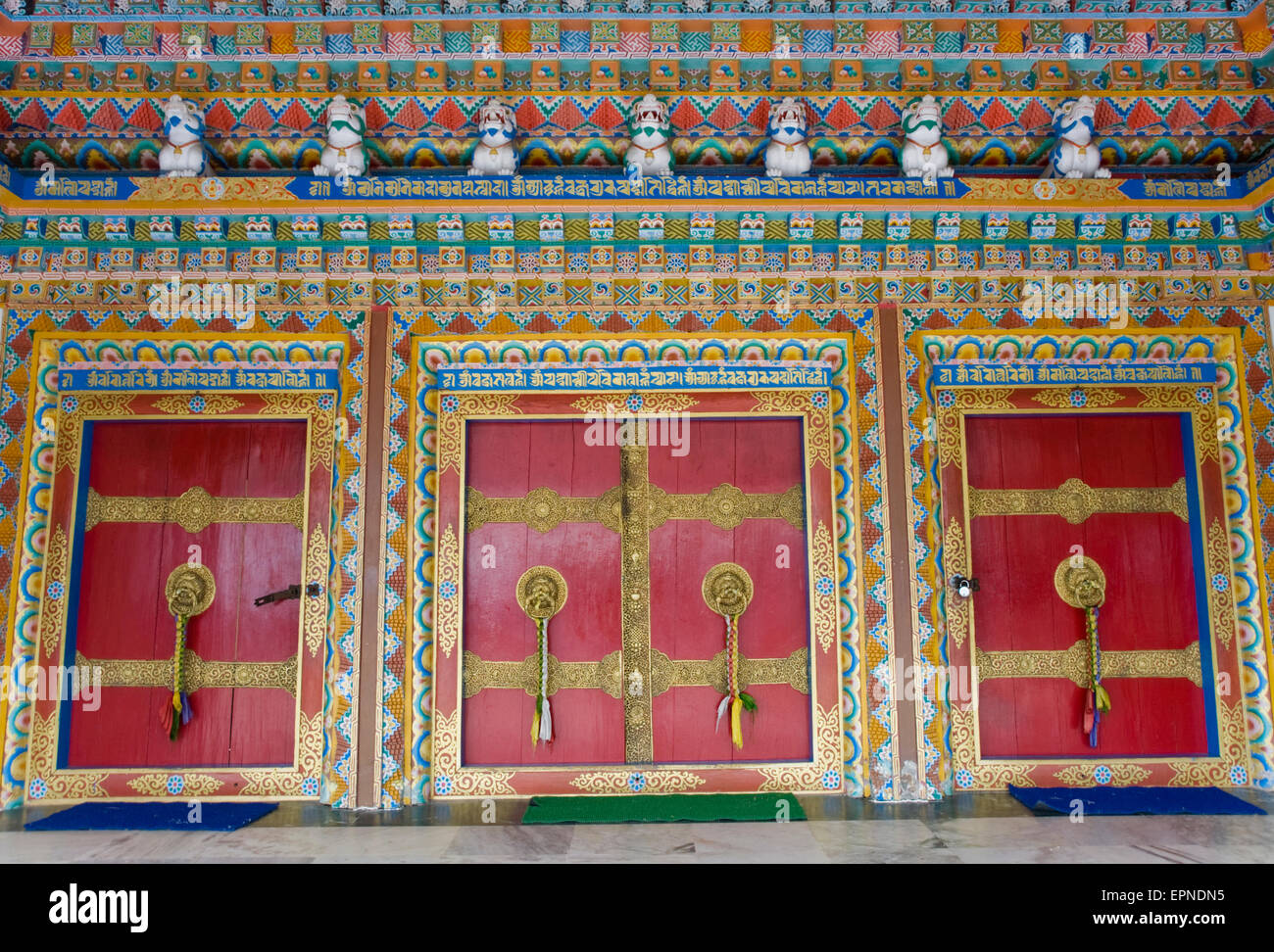 Doors of Lingdum Monastery, Sikkim. Stock Photo