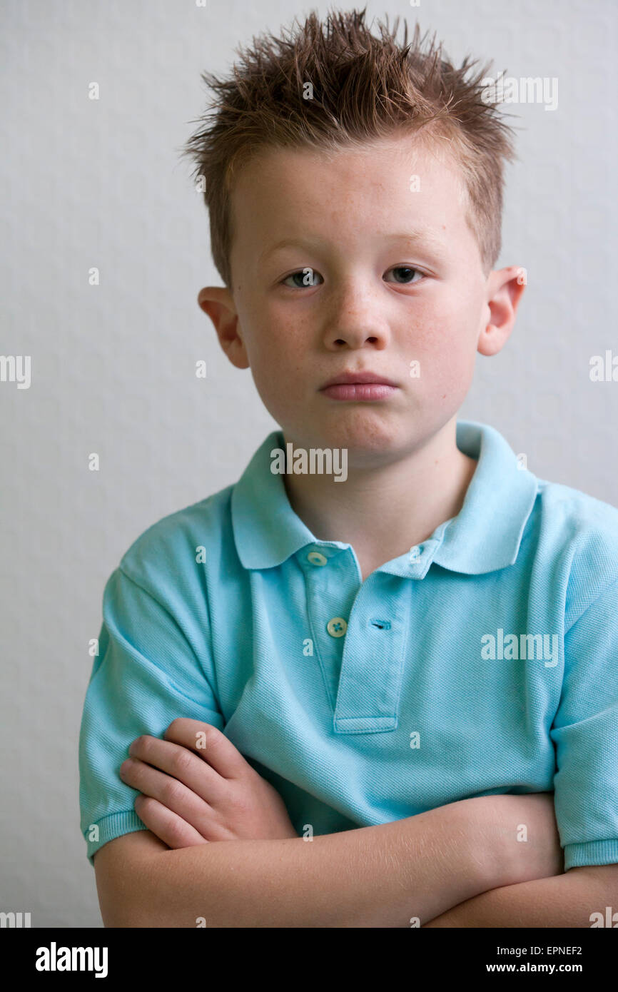 Portrait of  cool eight year old boy Stock Photo
