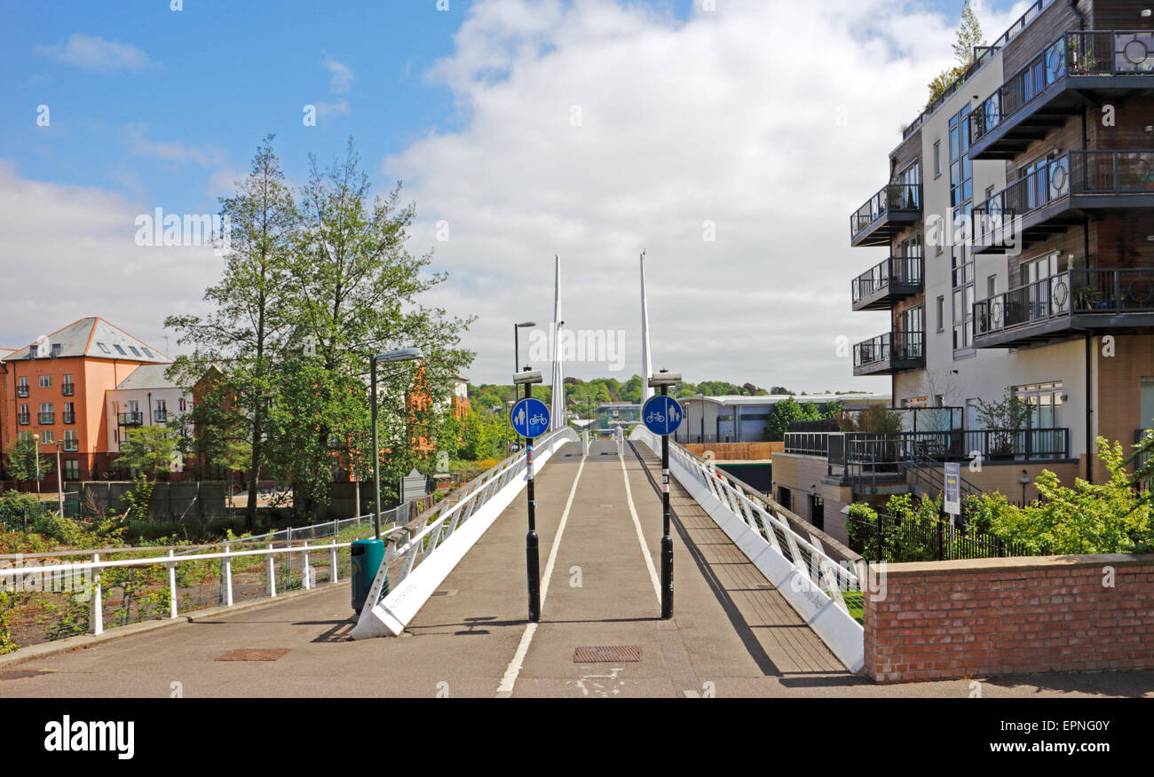 A view of the Novi Sad Friendship Bridge over the River Wensum at Norwich, Norfolk, England