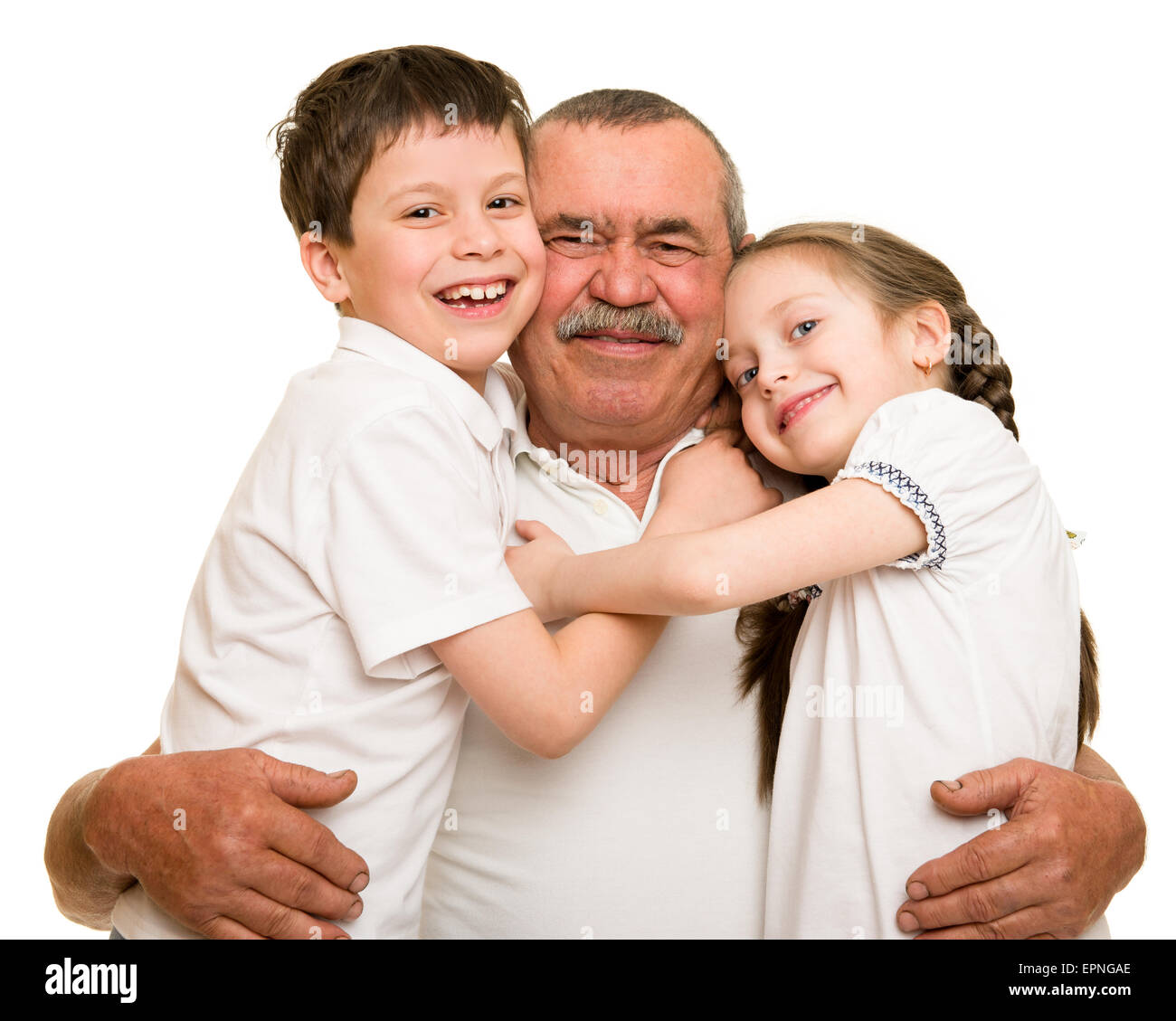 Grandfather and grandchildren portrait studio shoot Stock Photo - Alamy