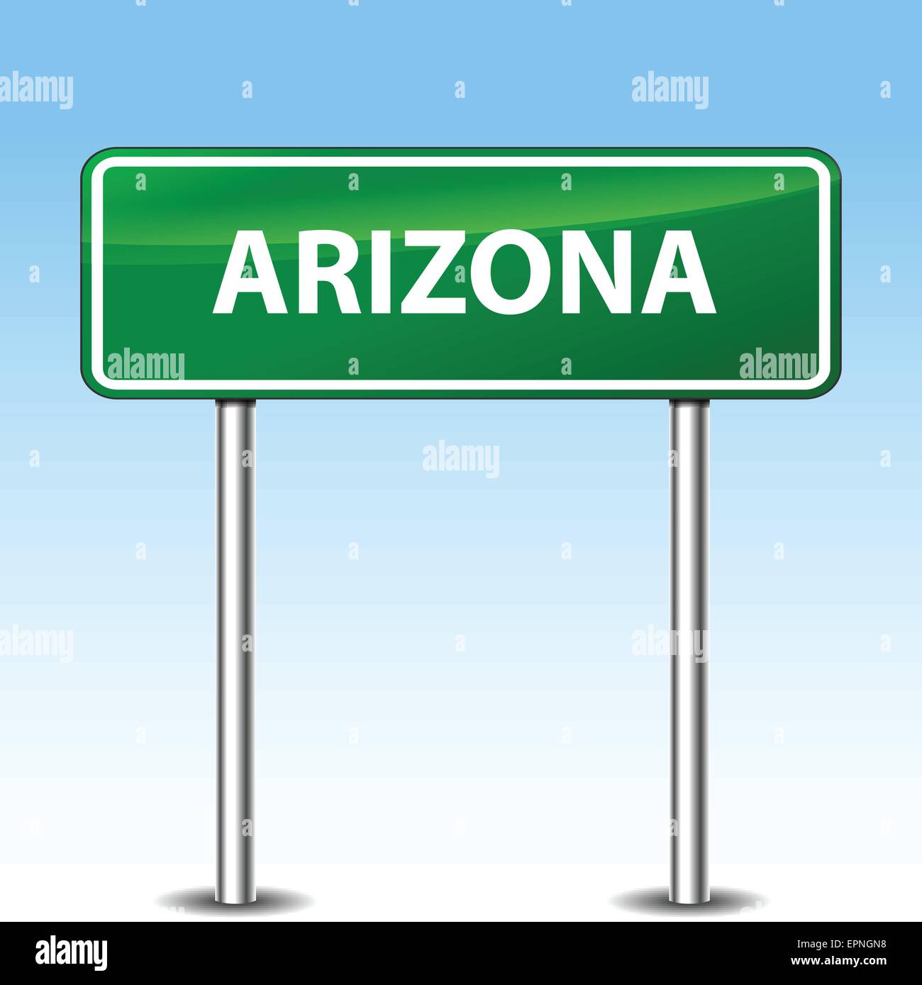 illustration of arizona green metal road sign Stock Vector