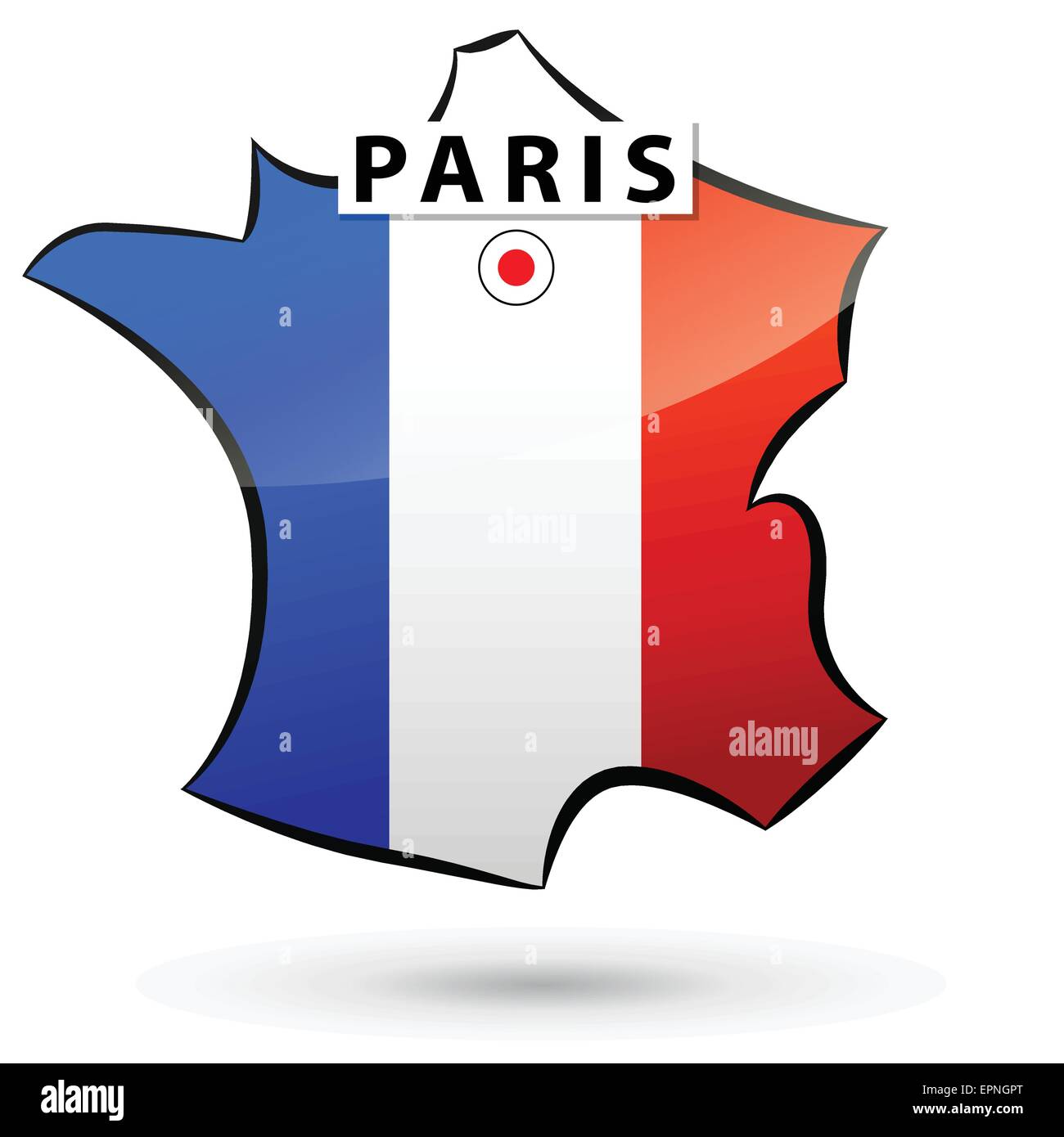 illustration of french map icon for paris Stock Vector