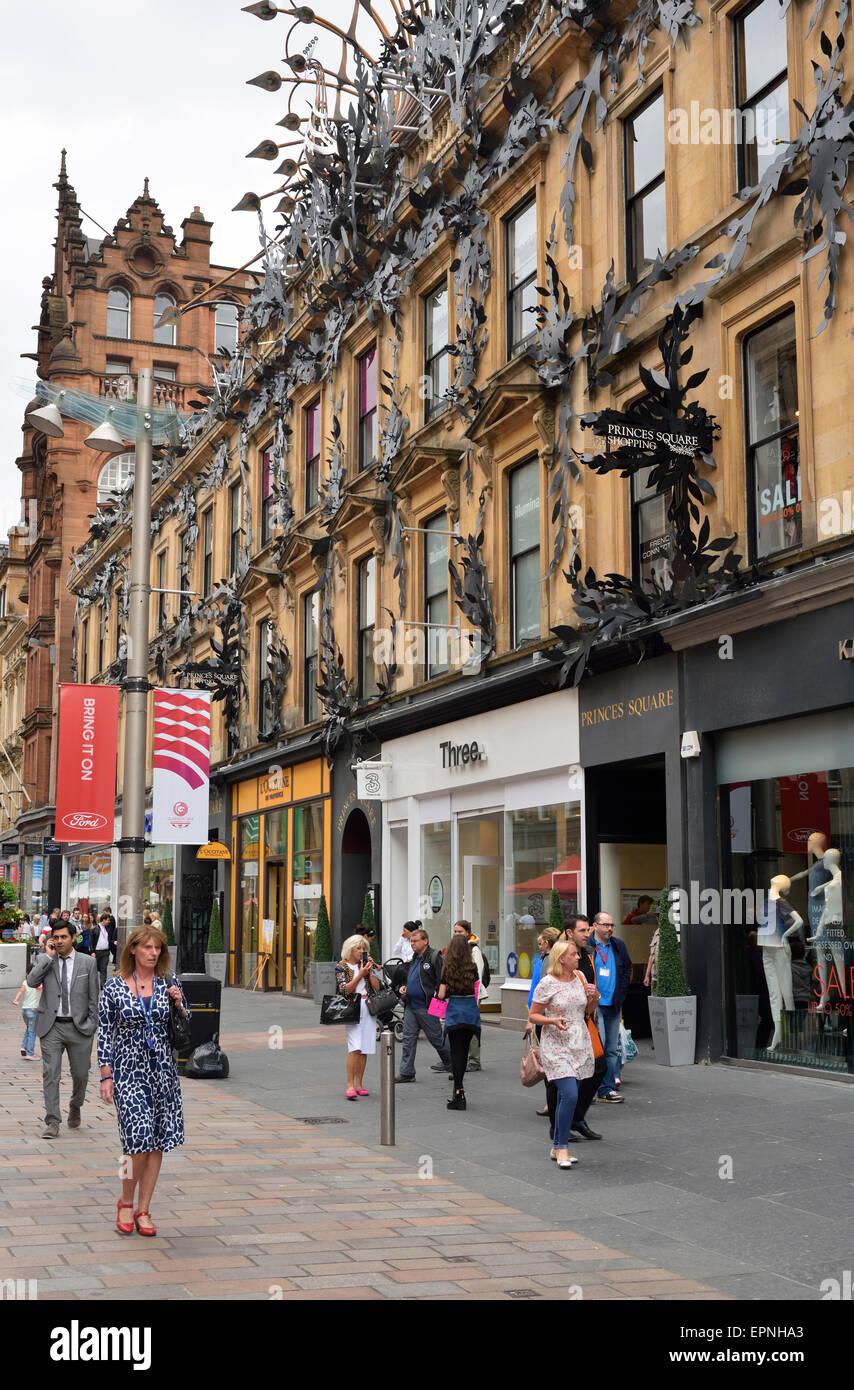 Entrance to Princes Square Buchanan Street shopping area Glasgow Scotland UK Stock Photo