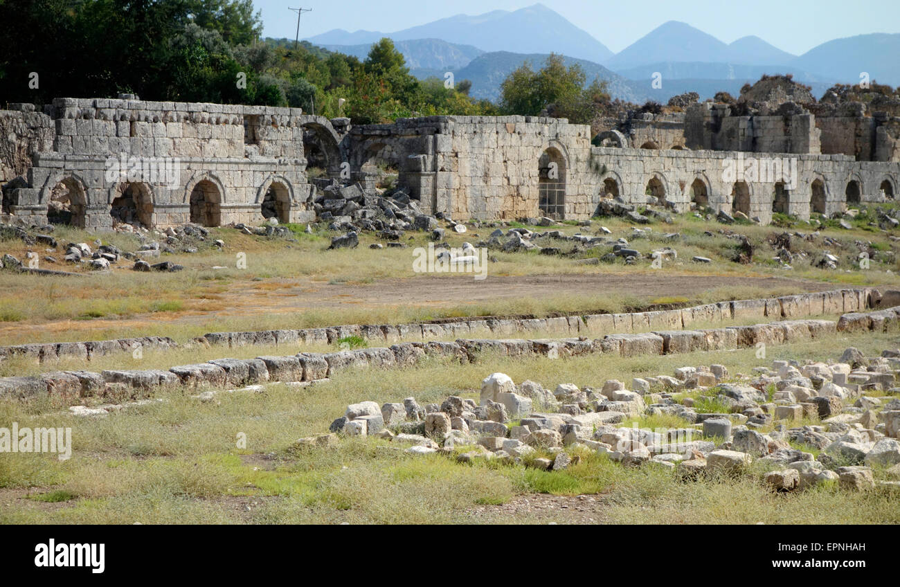 The remains of the Roman market at the ancient city of Tlos, Turkey Stock Photo