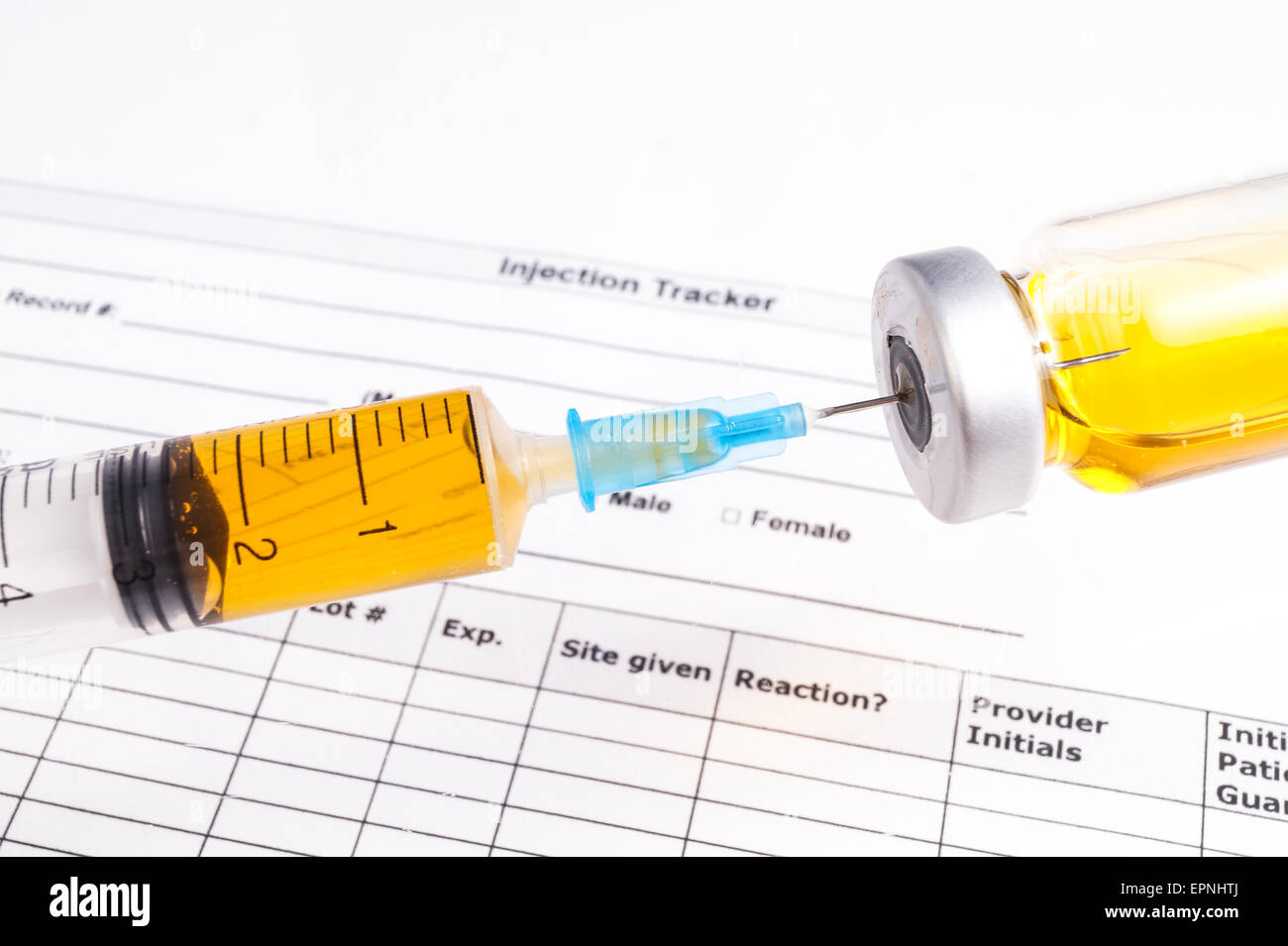 Syringe, Vials, Injection Form Remember form for injections when in