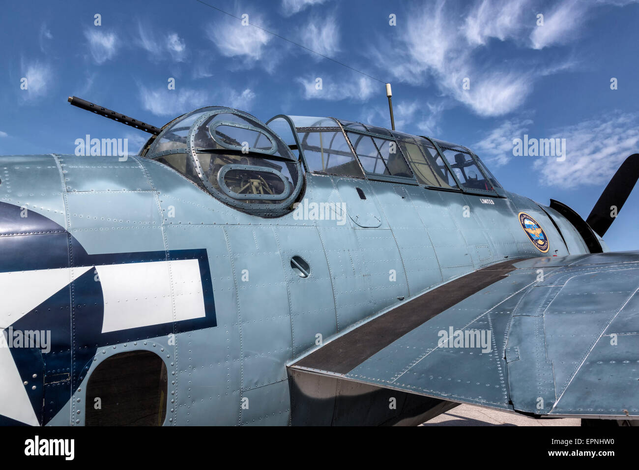 Grumman TBM Avenger carrier aircraft of the US Navy with wings folded Stock Photo