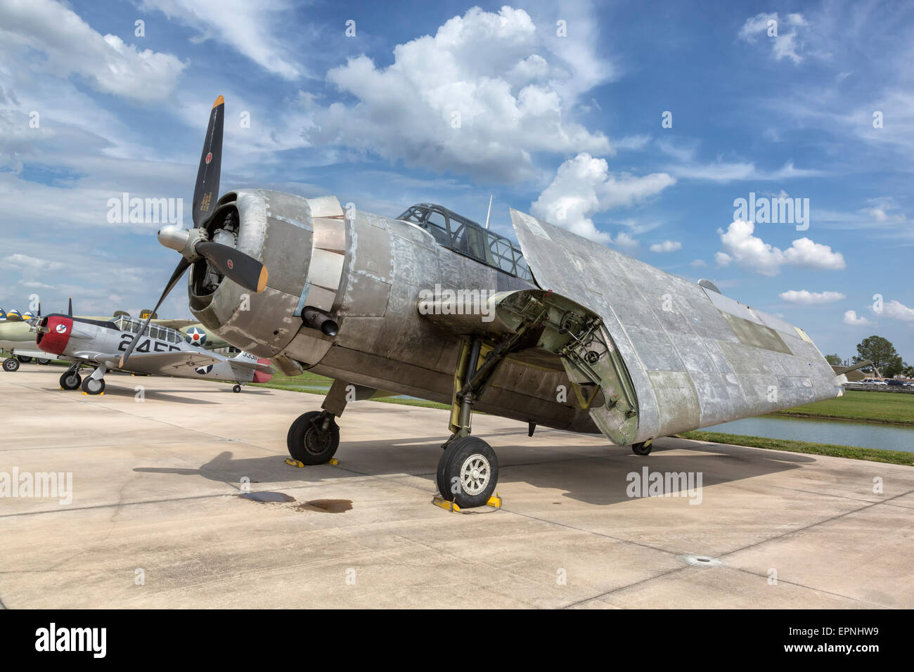 Grumman TBM Avenger carrier aircraft of the US Navy with wings folded Stock Photo