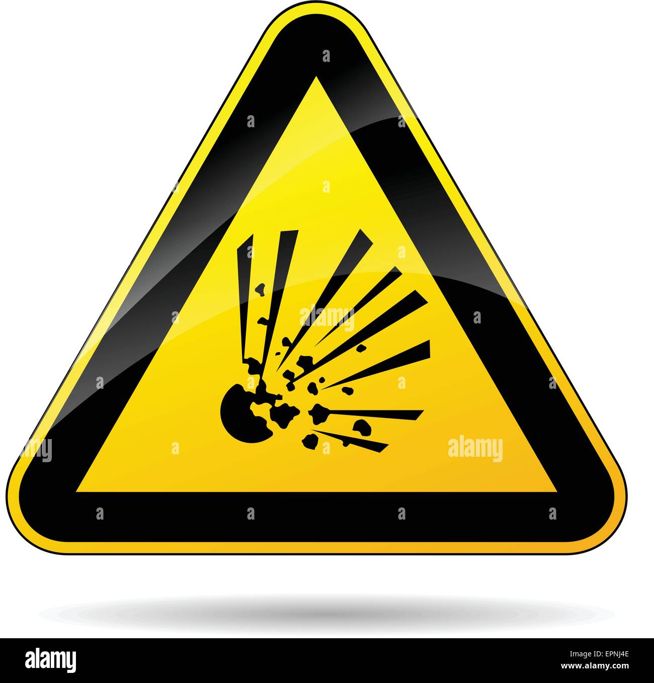 illustration of yellow triangle sign for explosive Stock Vector
