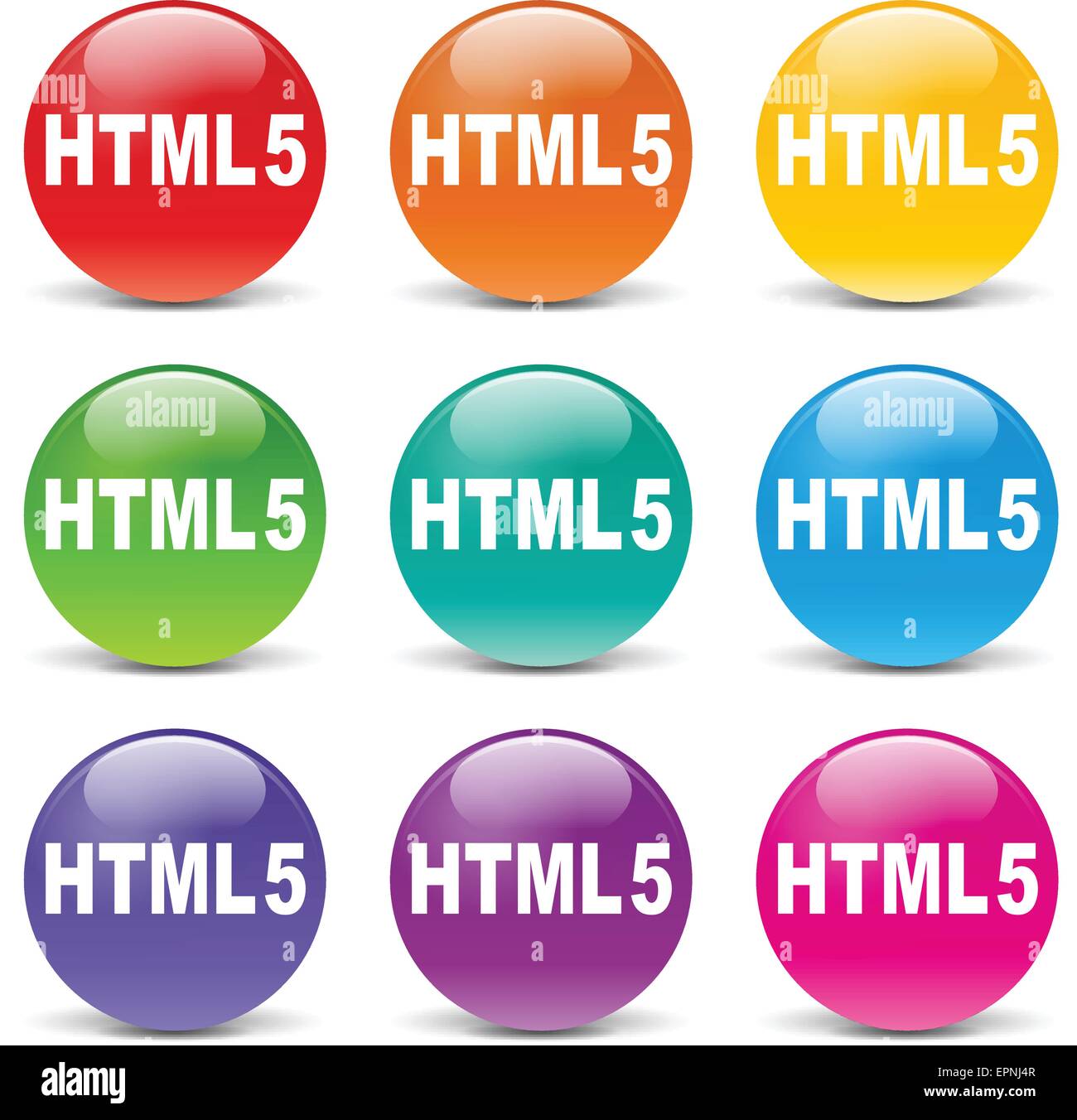 collection of icons of different colors for html Stock Vector