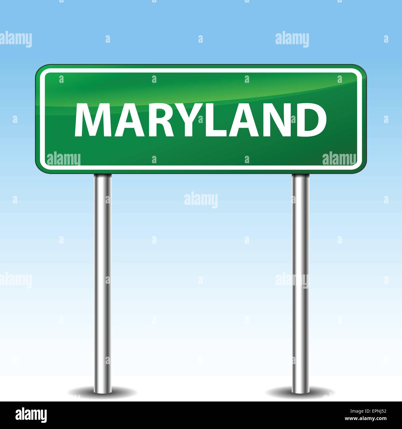 Illustration of maryland green metal road sign Stock Vector