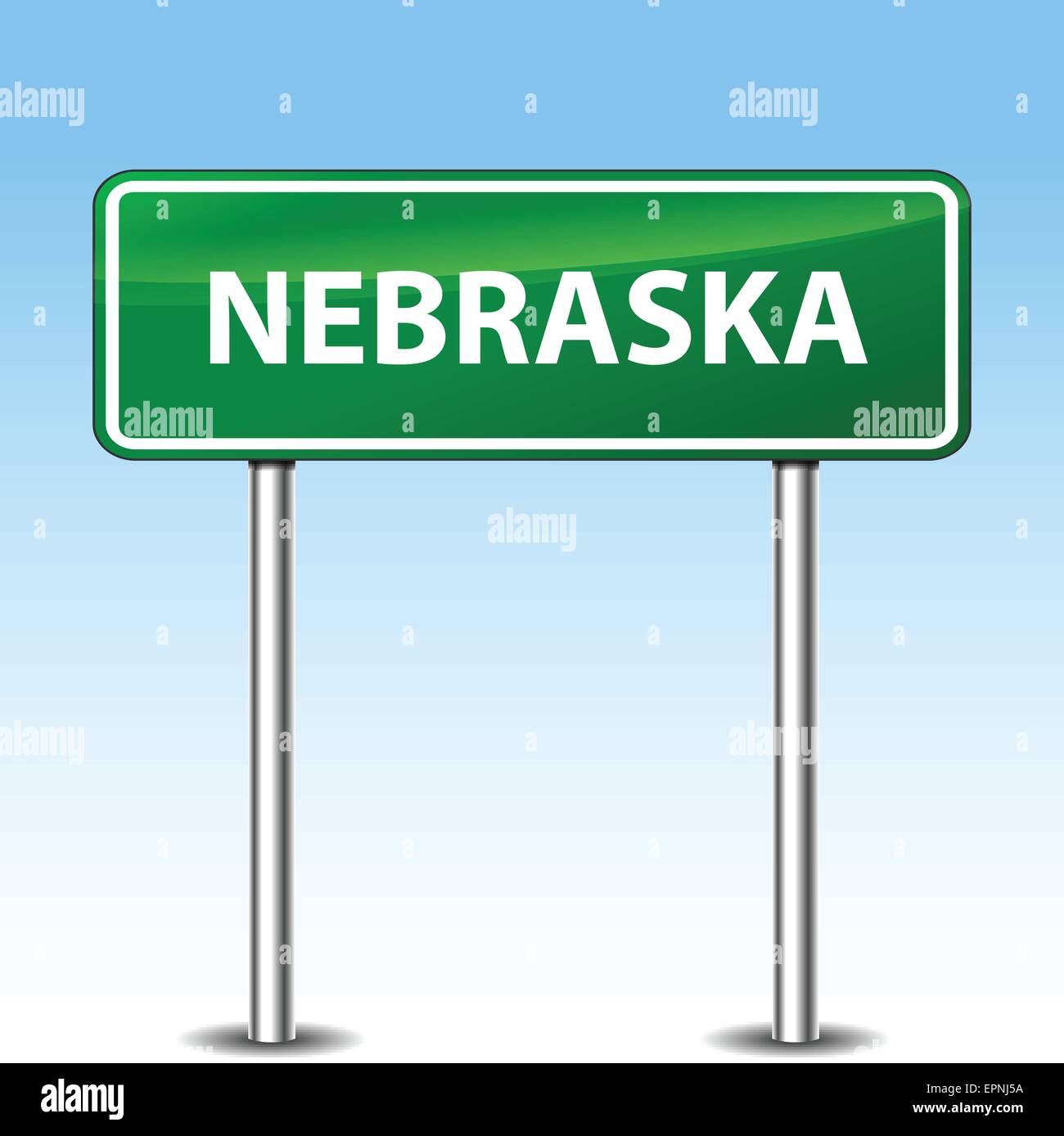 Illustration of nebraska green metal road sign Stock Vector