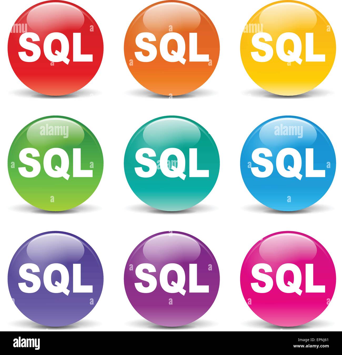 collection of icons of different colors for sql Stock Vector Image ...