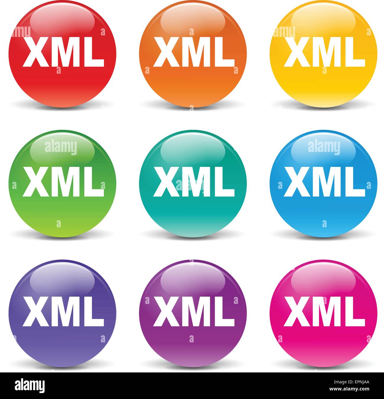 collection of icons of different colors for xml Stock Vector