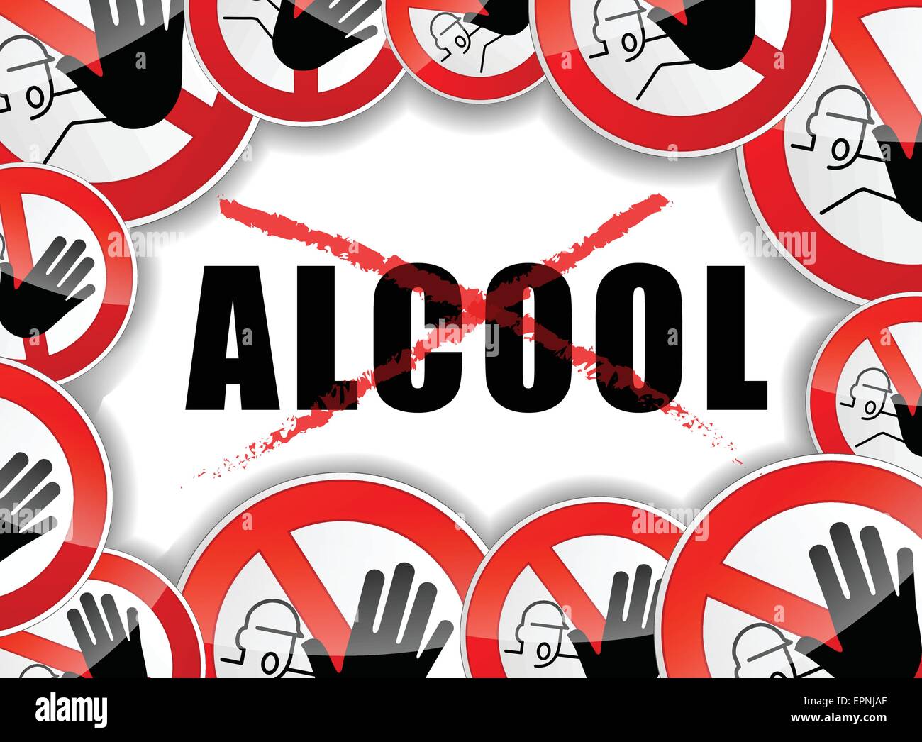 french translation for stop alcool abstract illustration Stock Vector