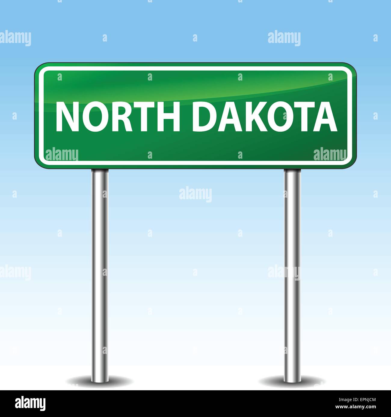 illustration of north dakota green metal road sign Stock Vector
