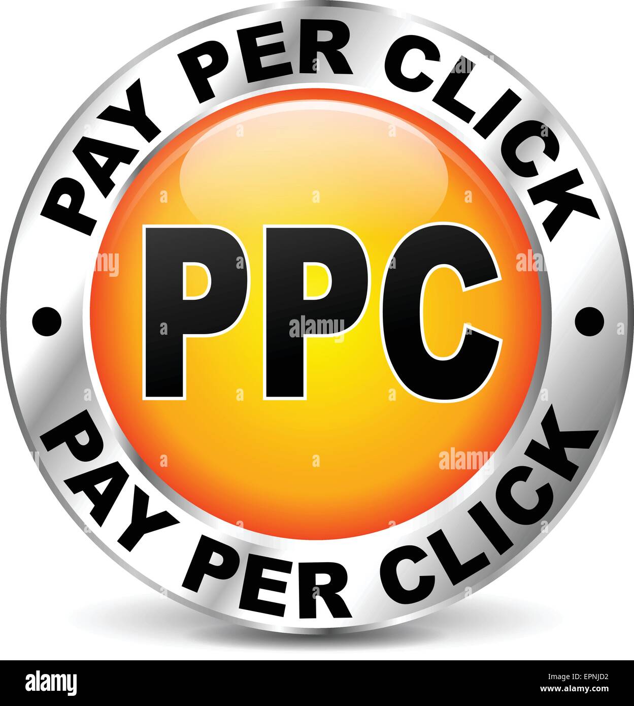 illustration of chrome and orange icon for pay per click Stock Vector