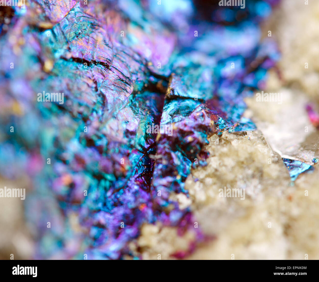 Bornite, also known as peacock ore, is a sulfide mineral with chemical
