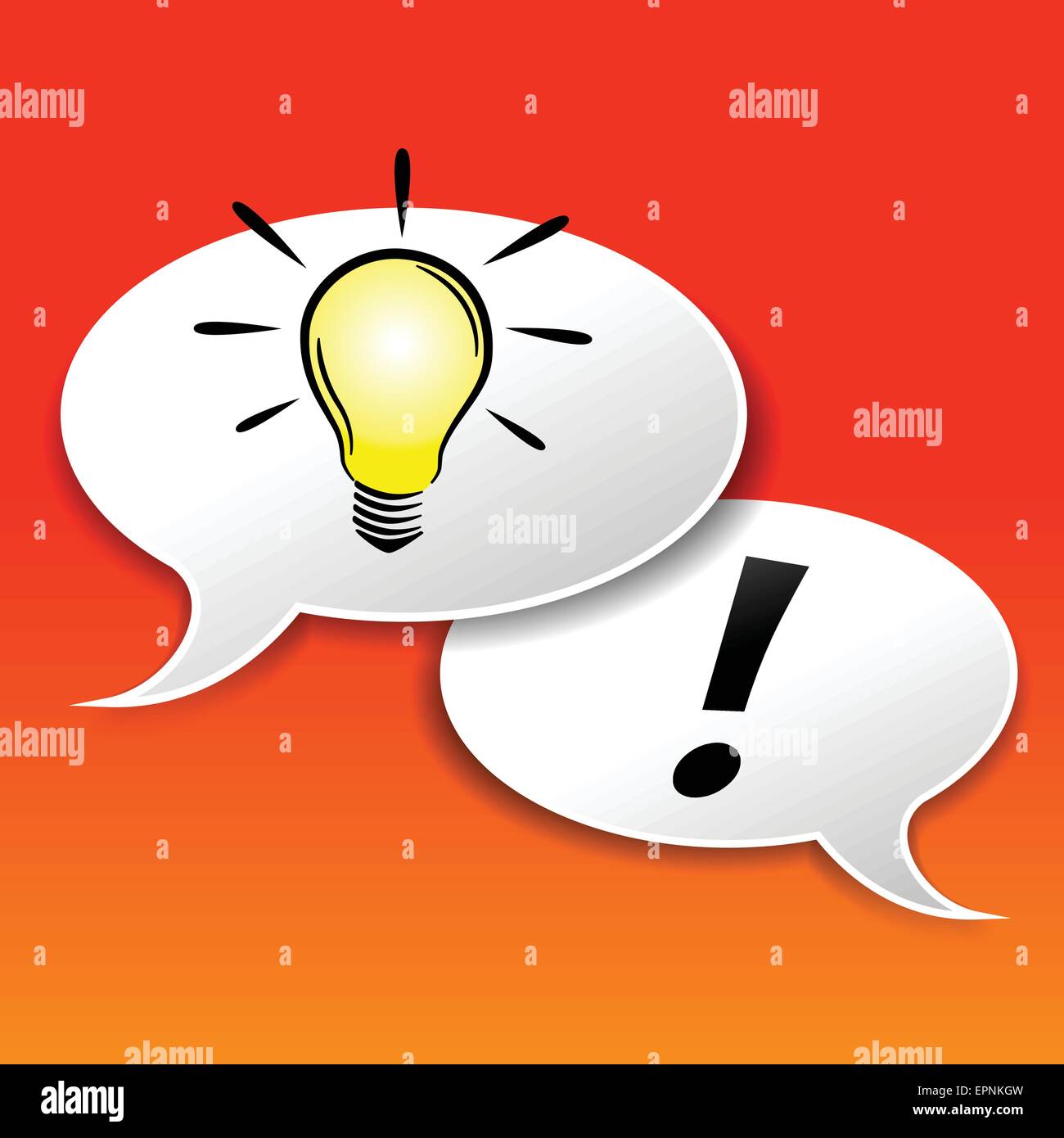 illustration of idea light bulb speech on orange background Stock Vector