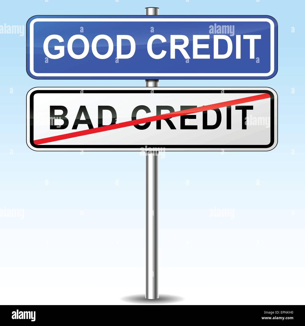 illustration of blue and white sign for good credit Stock Vector