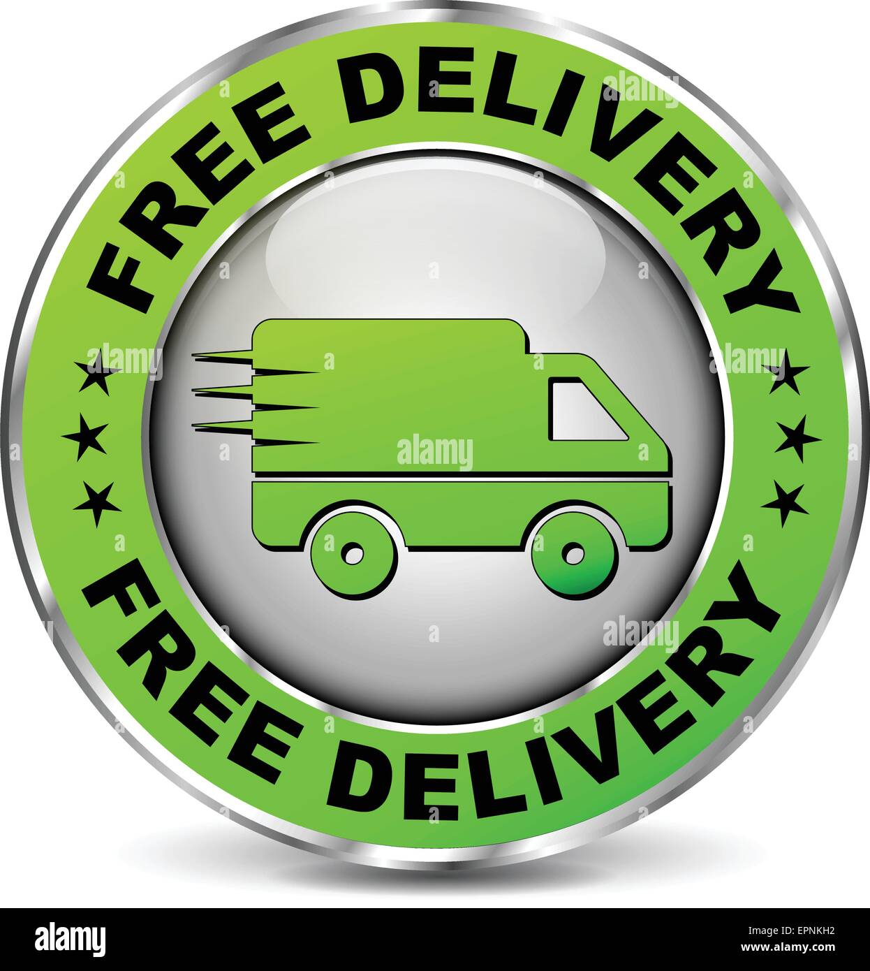 illustration of free delivery green circle icon Stock Vector