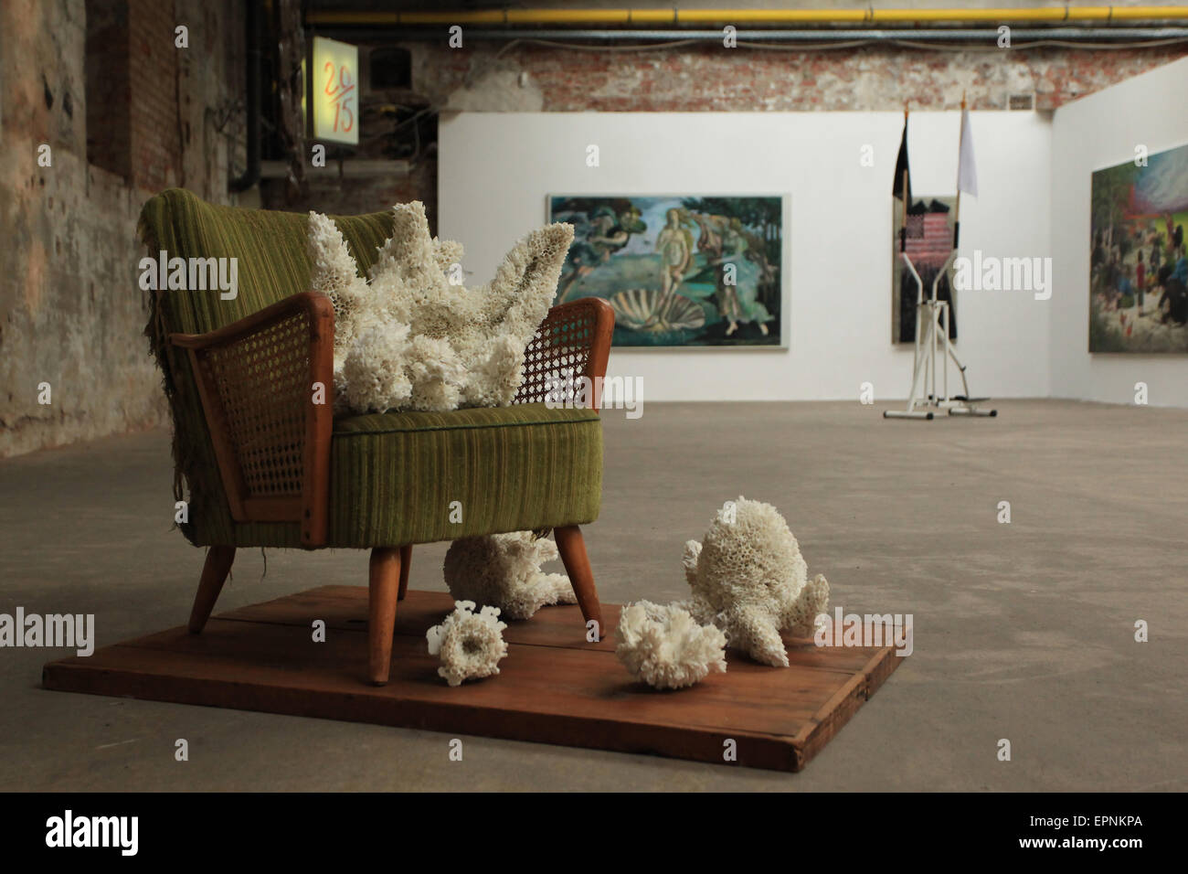 Exhibition (WERKSCHAU) at the Baumwollspinnerei (once one of the biggest spinning/ cotton mills in Europe) in Leipzig, Germany. Stock Photo