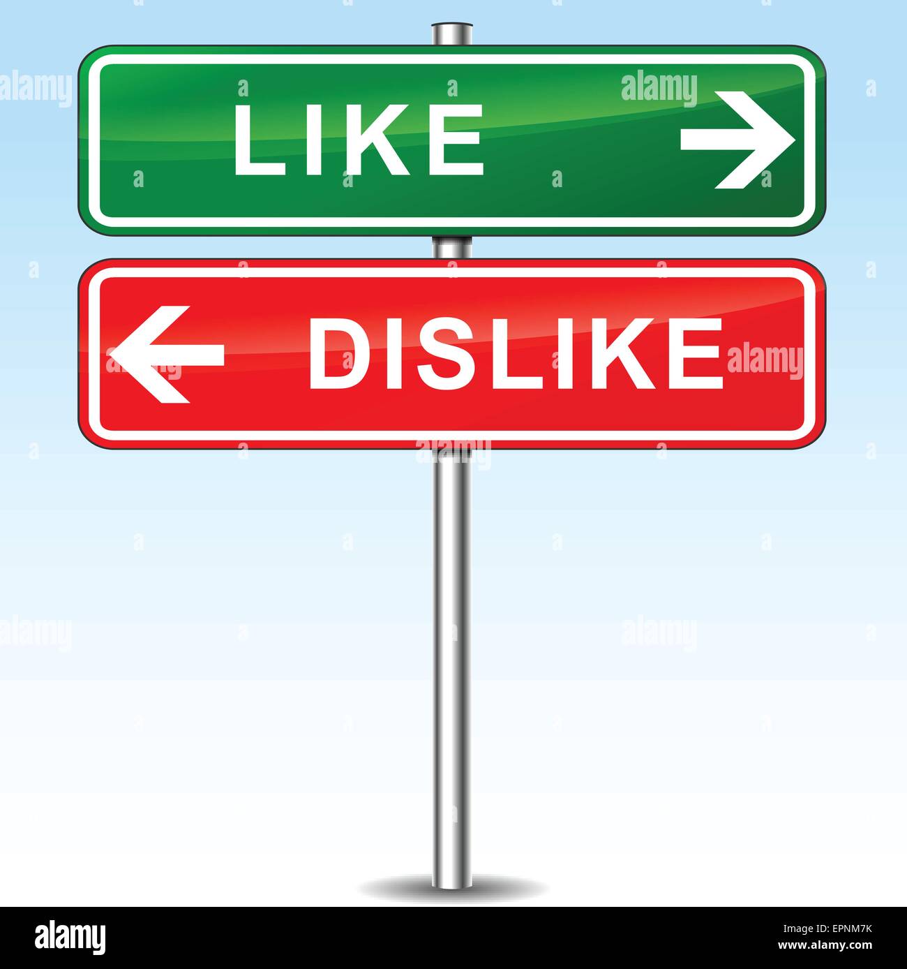 illustration of green and red direction signs for like and dislike Stock Vector