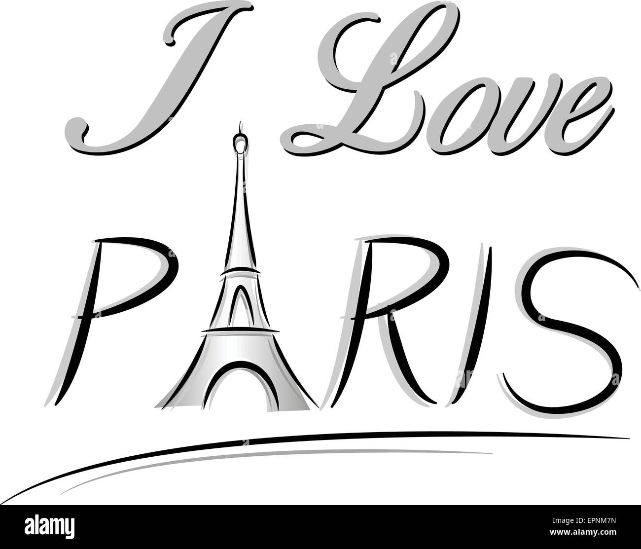 illustration of love paris with eiffel tower Stock Vector