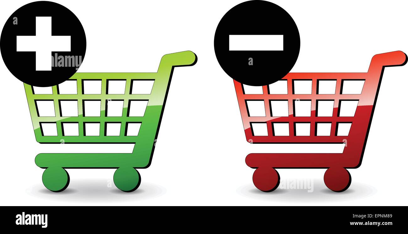 illustration of shopping icons for add and delete Stock Vector