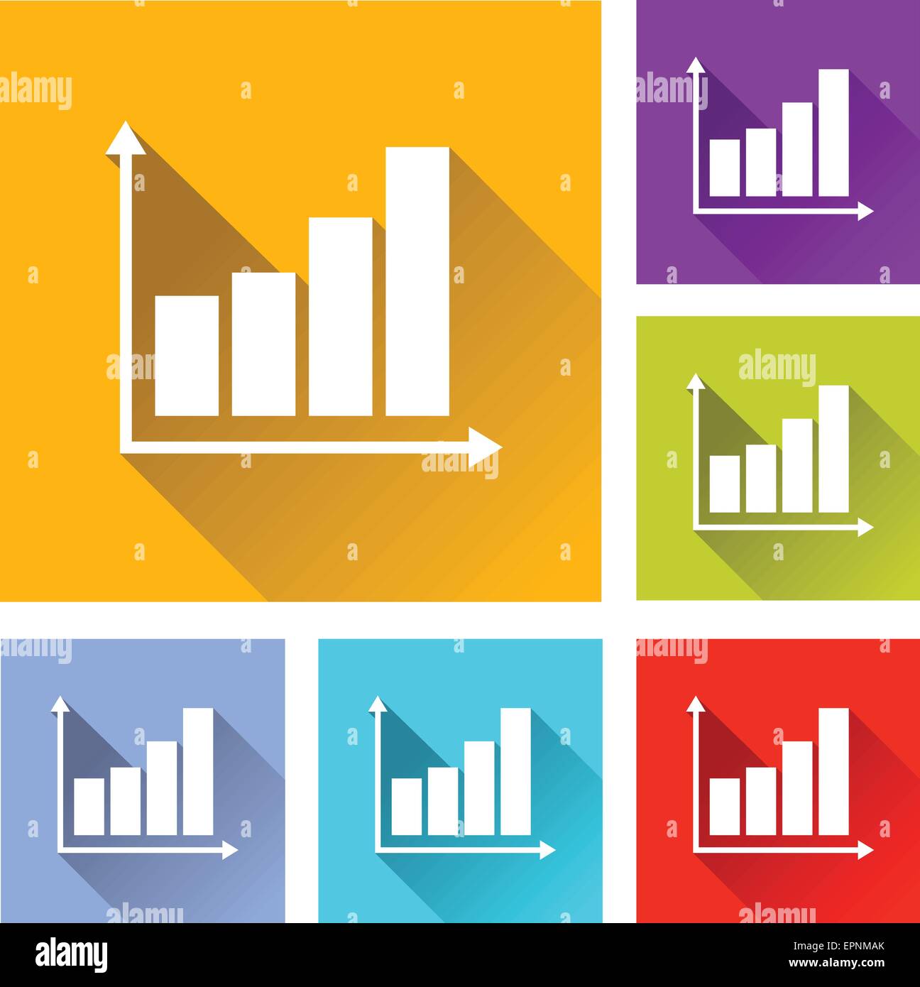 illustration of flat design set icons for graph Stock Vector