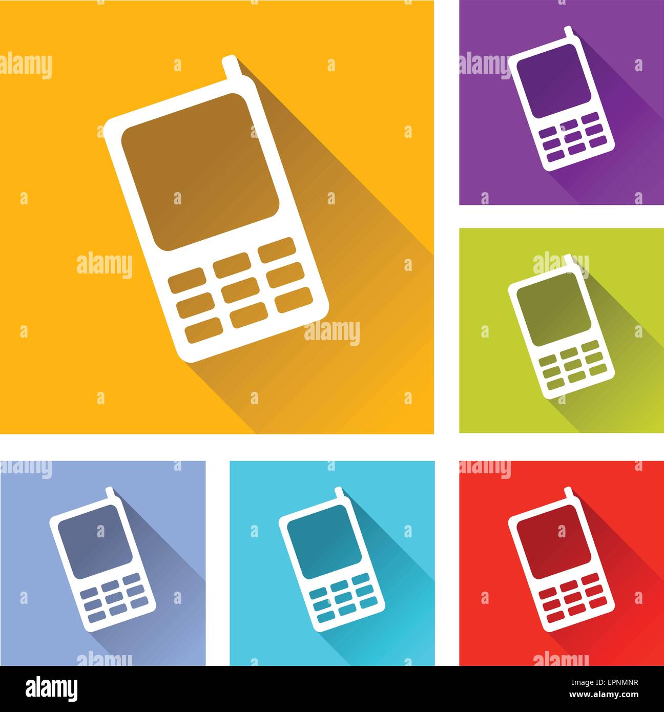 illustration of flat design set icons for mobile phone Stock Vector