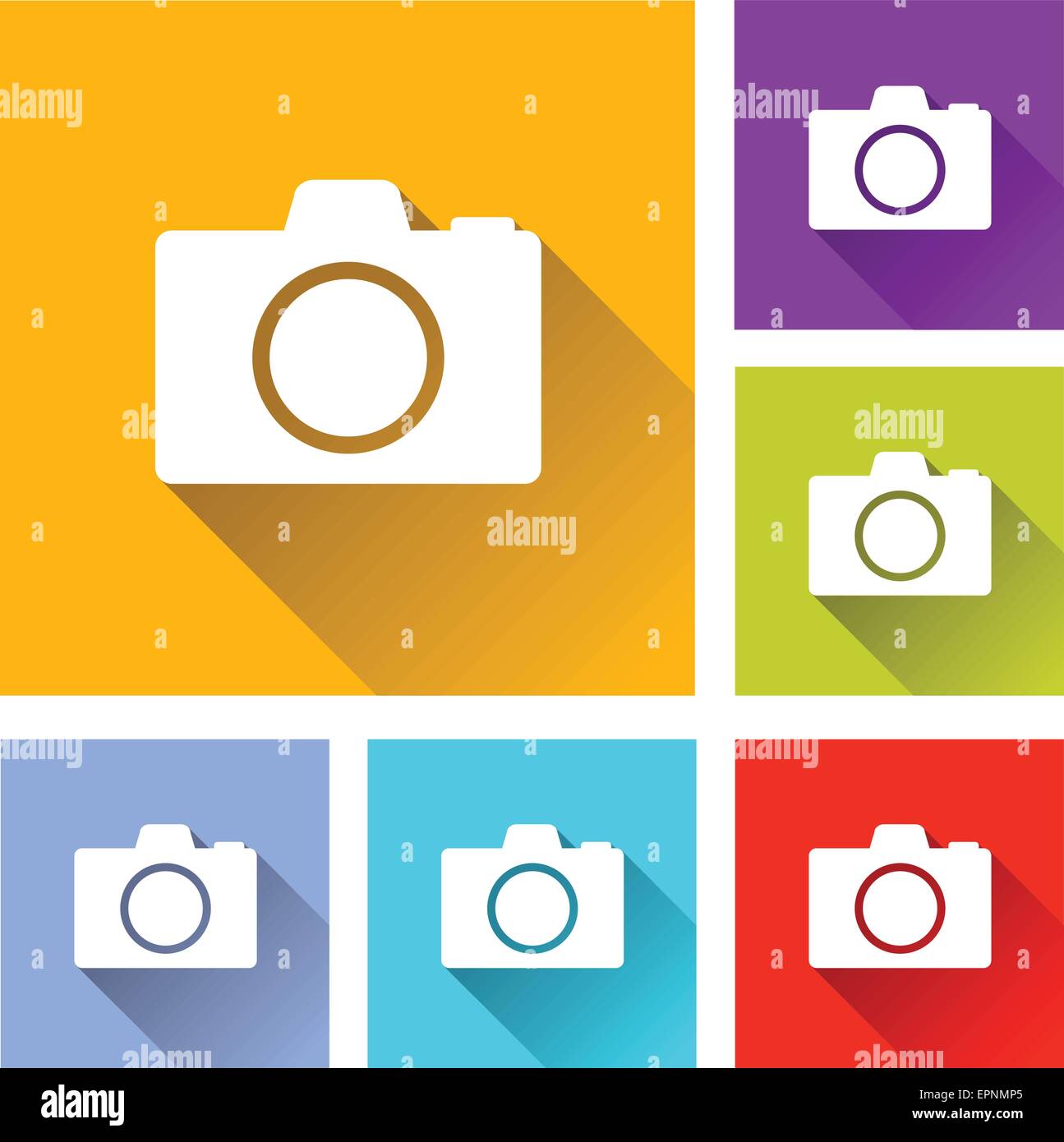 illustration of flat design set icons for photography Stock Vector