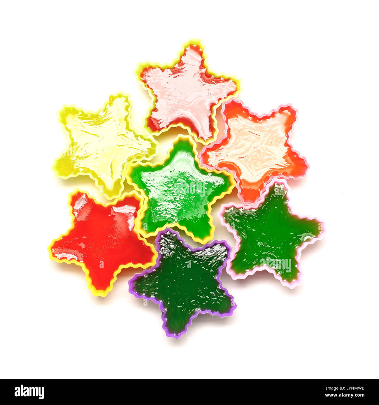 colorful gelatin or jelly dessert isolated on white background Stock