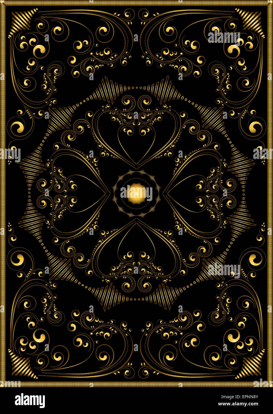 Decorative gold oriental pattern on a black background Stock Vector ...