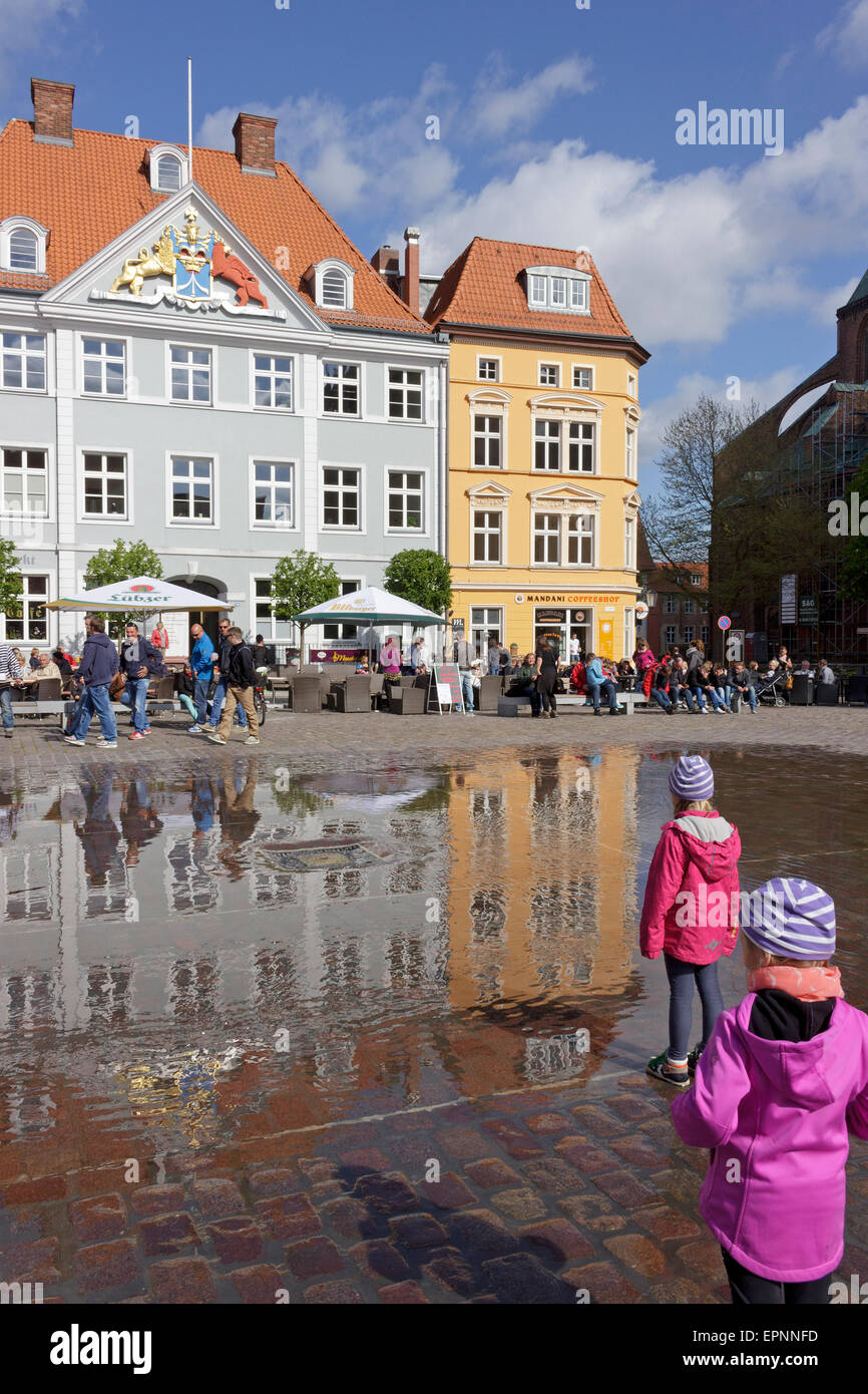 fountain, old market, Stralsund, Mecklenburg-West Pomerania, Germany Stock Photo