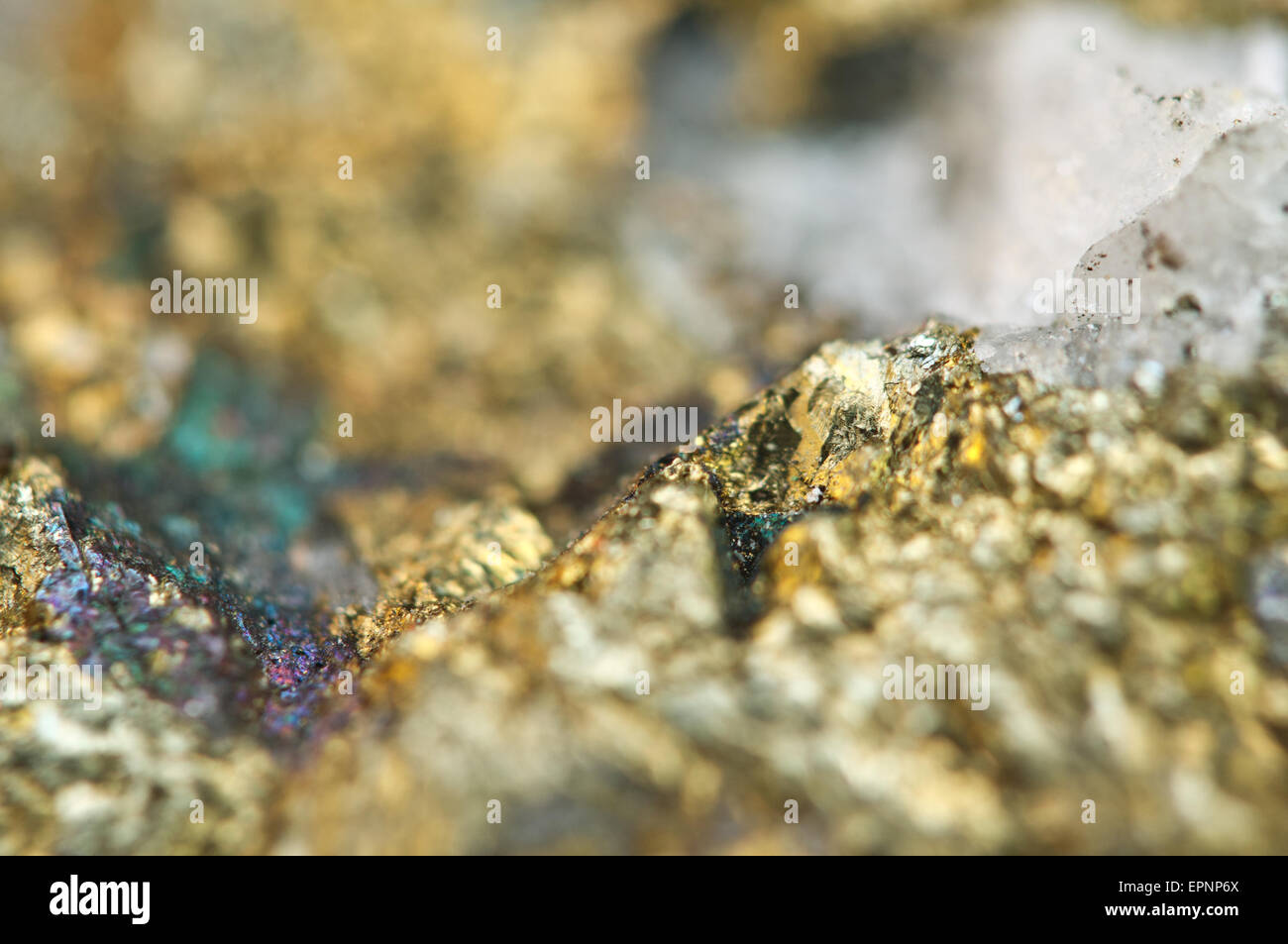 Chalcopyrite, It has the chemical formula (CuFeS2). Copper iron sulfide
