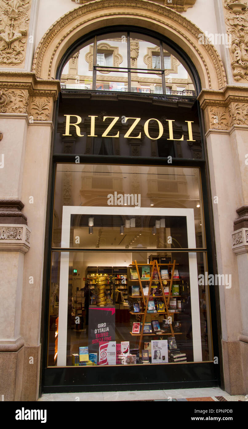 Rizzoli book store window inside the Galleria Vittorio Emanuele Duomo in  Milan Italy Stock Photo - Alamy