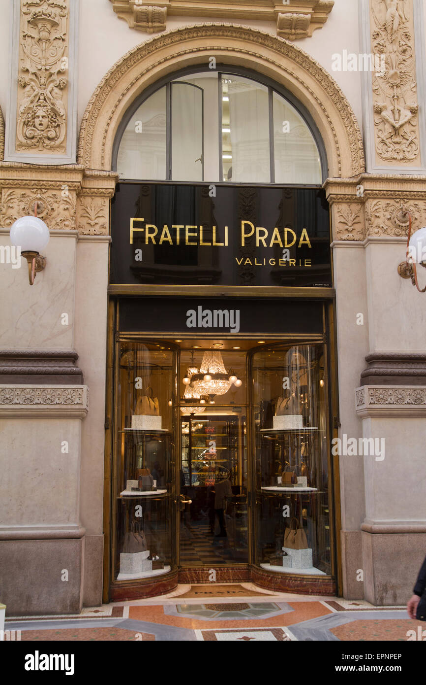 Fratelli Prada suitcases store front inside the Galleria Vittorio Emanuele  Duomo in Milan Italy Stock Photo - Alamy