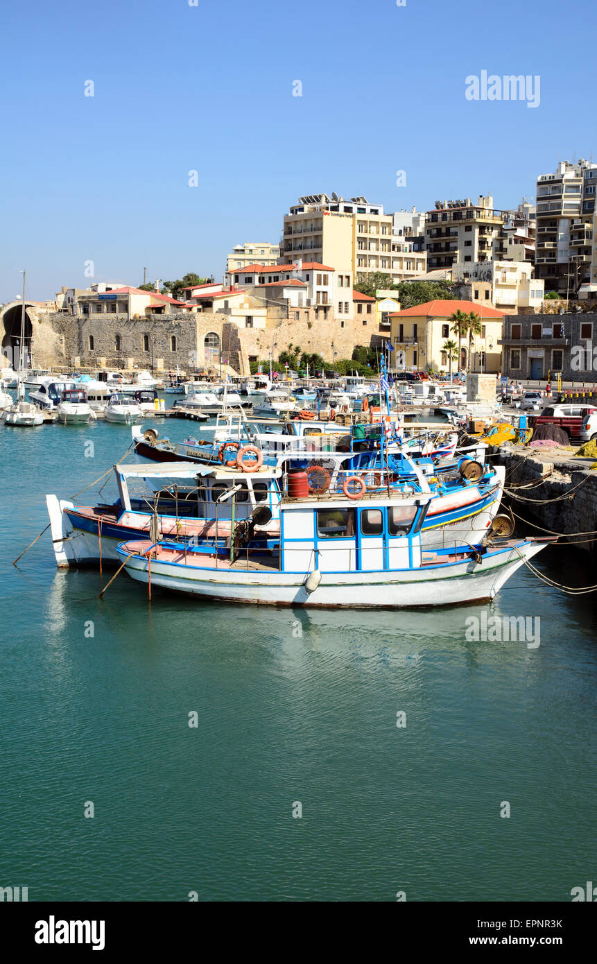 Fishing boats in Heraklion harbour - Crete. Greece Stock Photo