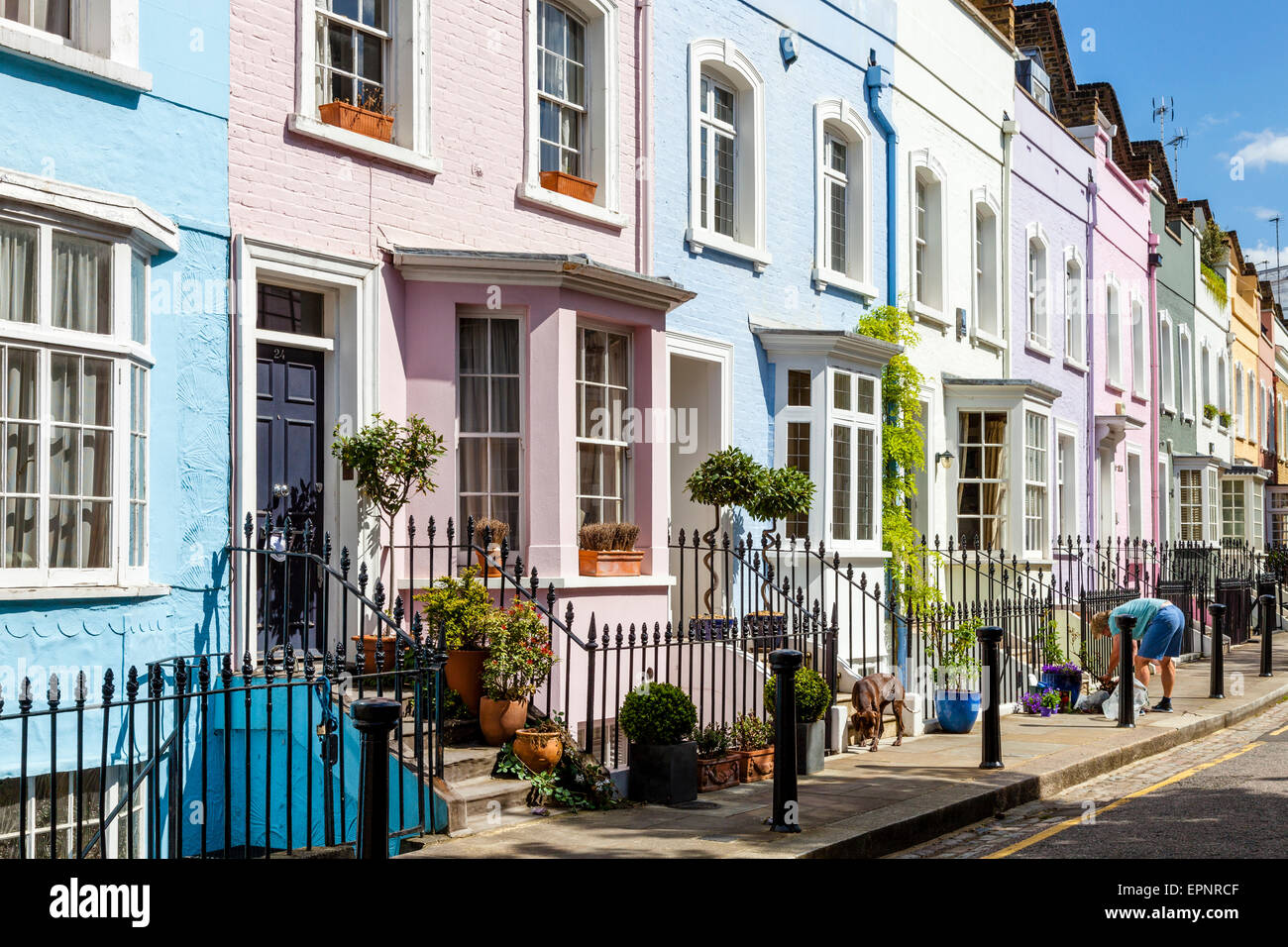 Colourful Houses off The King's Road, Chelsea, London, England Stock