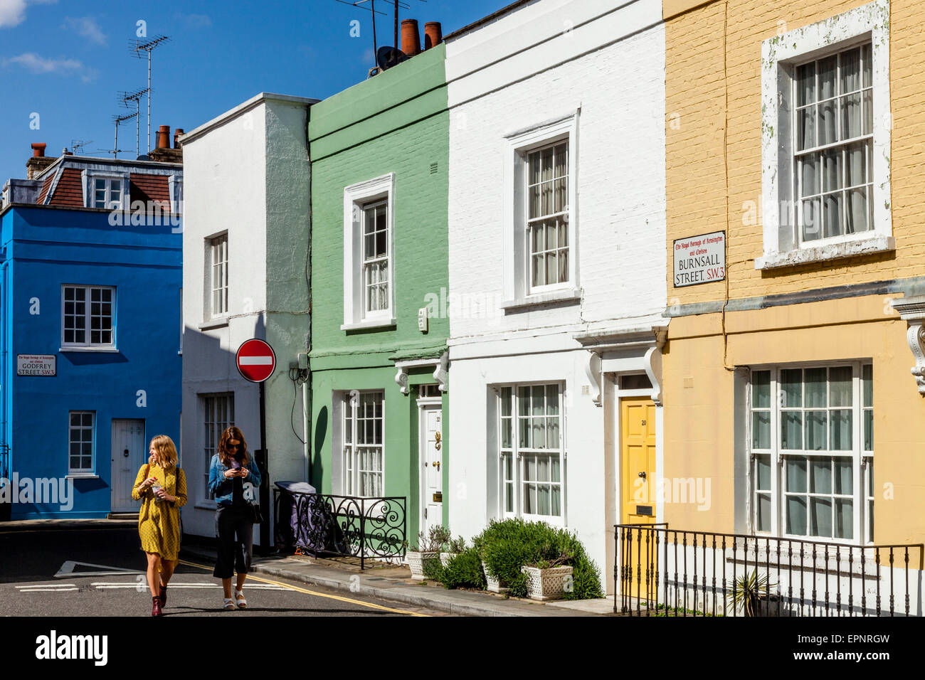 Colourful Houses off The King's Road, Chelsea, London, England Stock Photo