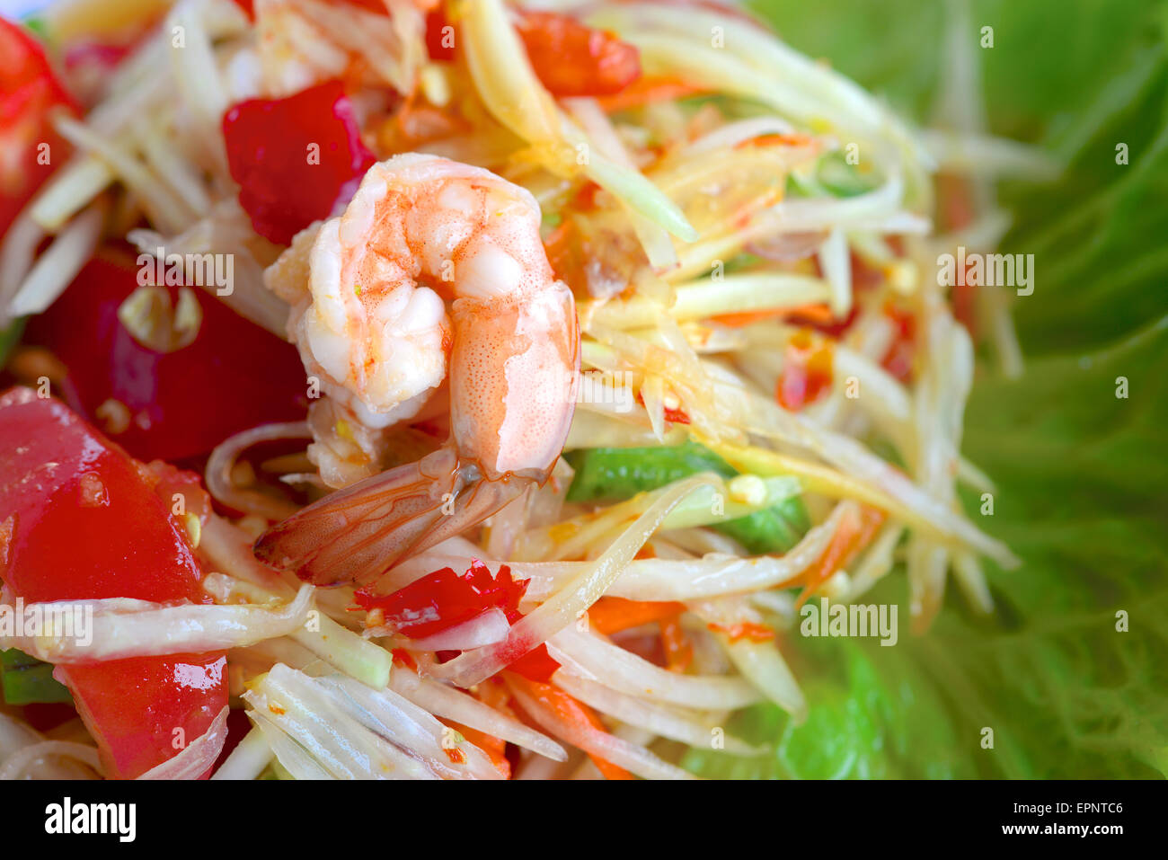 Papaya Salad With Shrimp Thai Food Stock Photo Alamy