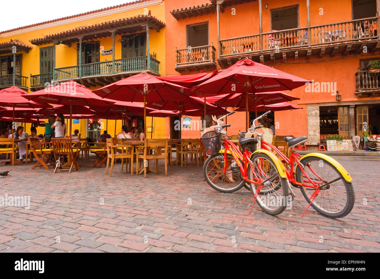 A typical plaza (square) in Cartagena, Colombia, South America Stock Photo