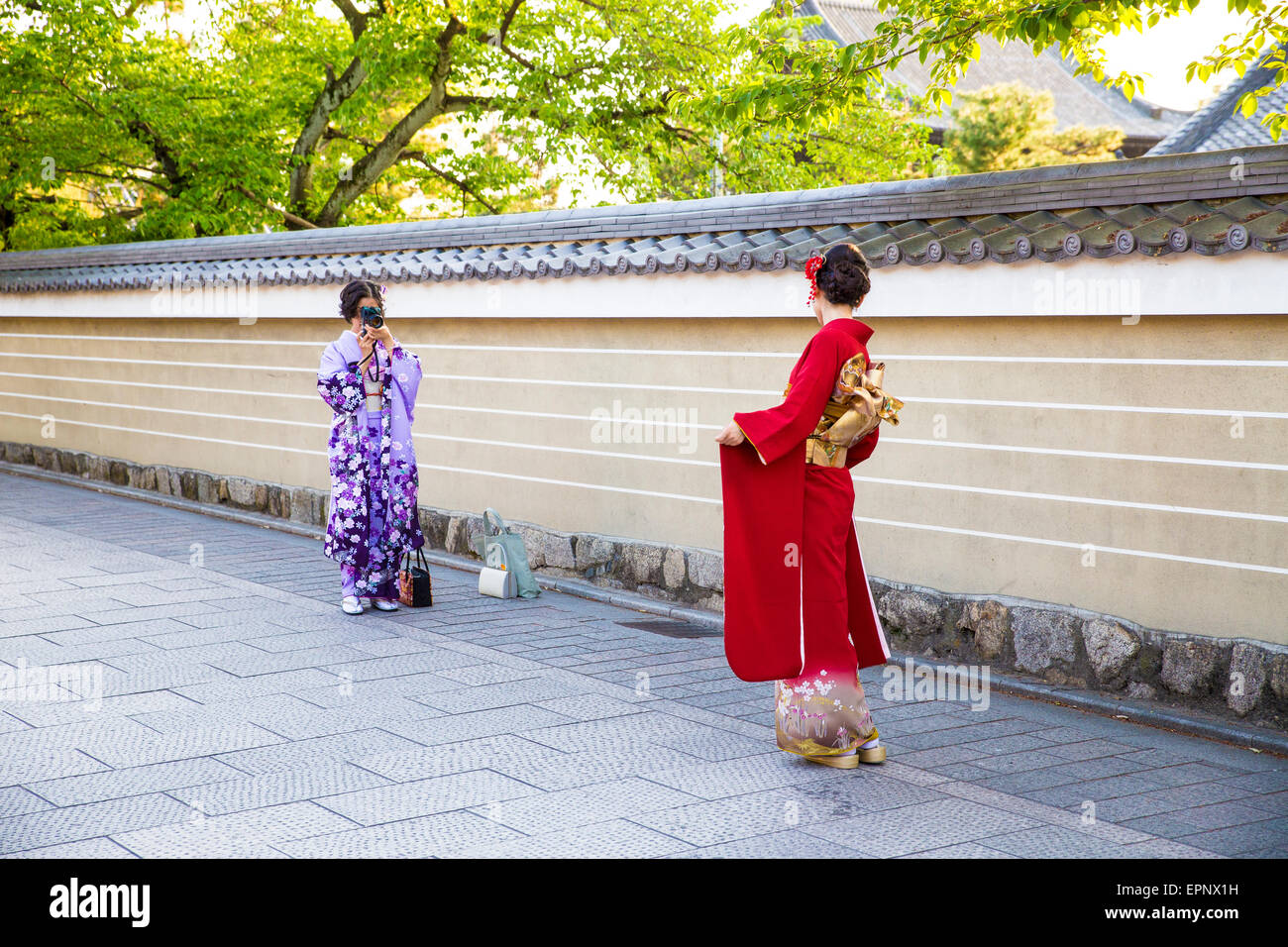 Local Japanese people in traditional dress Stock Photo