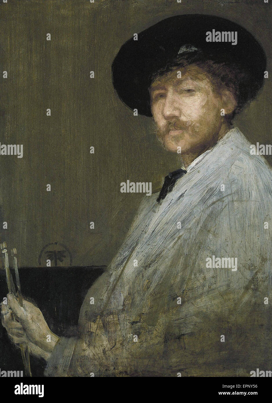 James Abbott McNeill Whistler  Arrangement in Grey - Portrait of the Painter Stock Photo